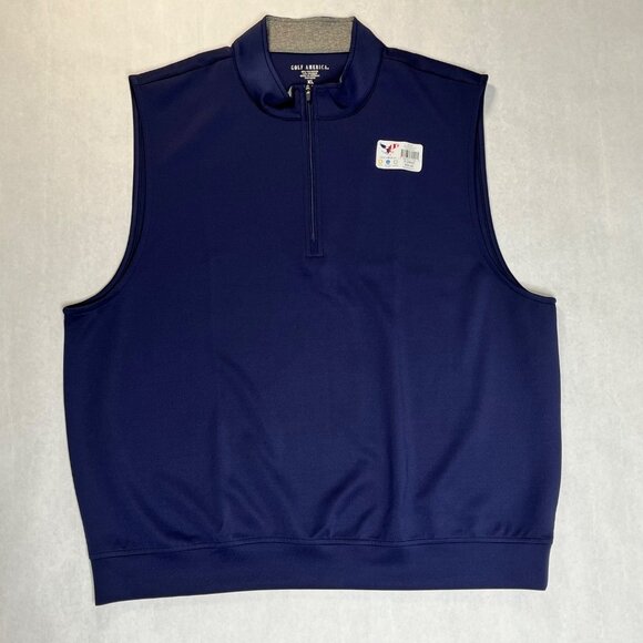 Golf America Men's Navy Sleeveless 1/4 Zip Pullover Moisture-Wicking UPF-50 XL - Picture 1 of 4